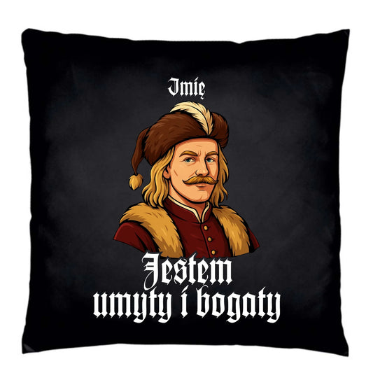 Poduszka dekoracyjna - Jestem umyty i bogaty - dla fanów serialu 1670 - personalizowana H60 - StoryCups.pl