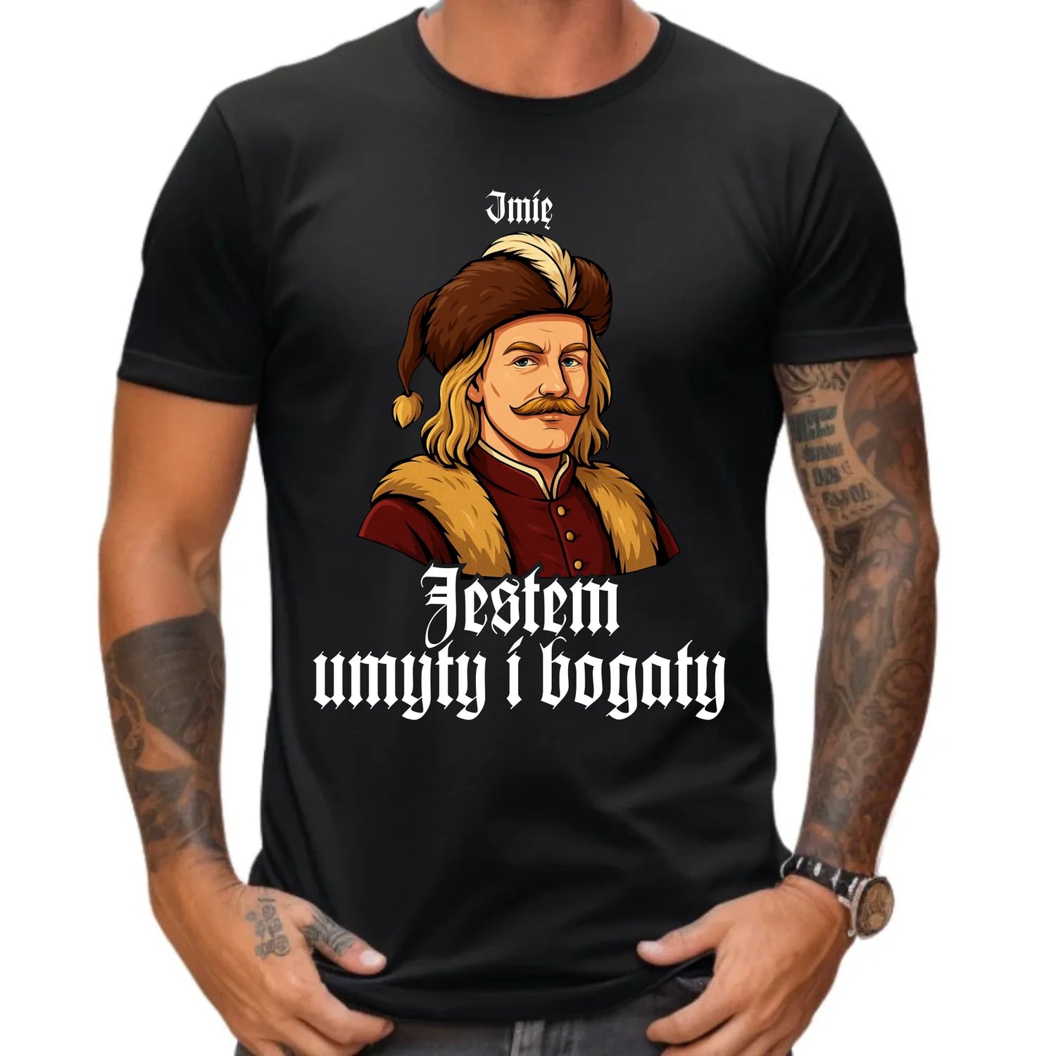 Koszulka męska - Jestem umyty i bogaty - dla fanów serialu 1670 - personalizowana H60 - StoryCups.pl