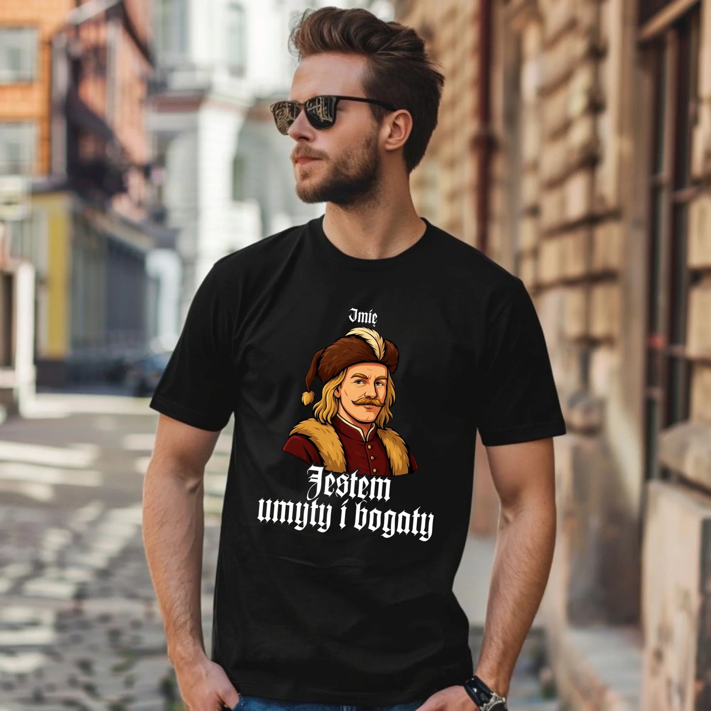 Koszulka męska - Jestem umyty i bogaty - dla fanów serialu 1670 - personalizowana H60 - StoryCups.pl