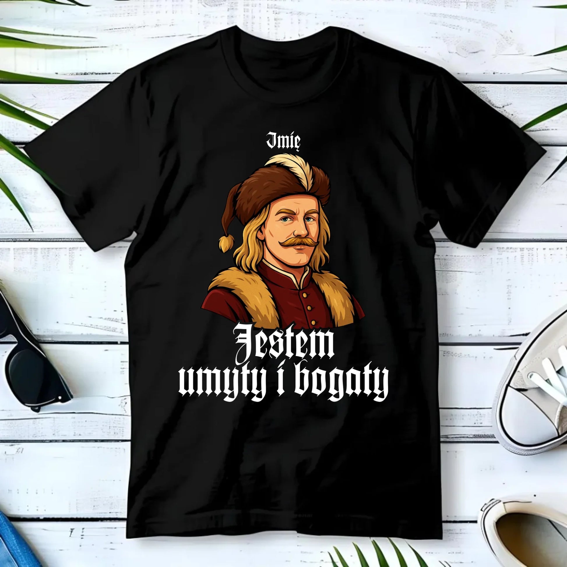 Koszulka męska - Jestem umyty i bogaty - dla fanów serialu 1670 - personalizowana H60 - StoryCups.pl