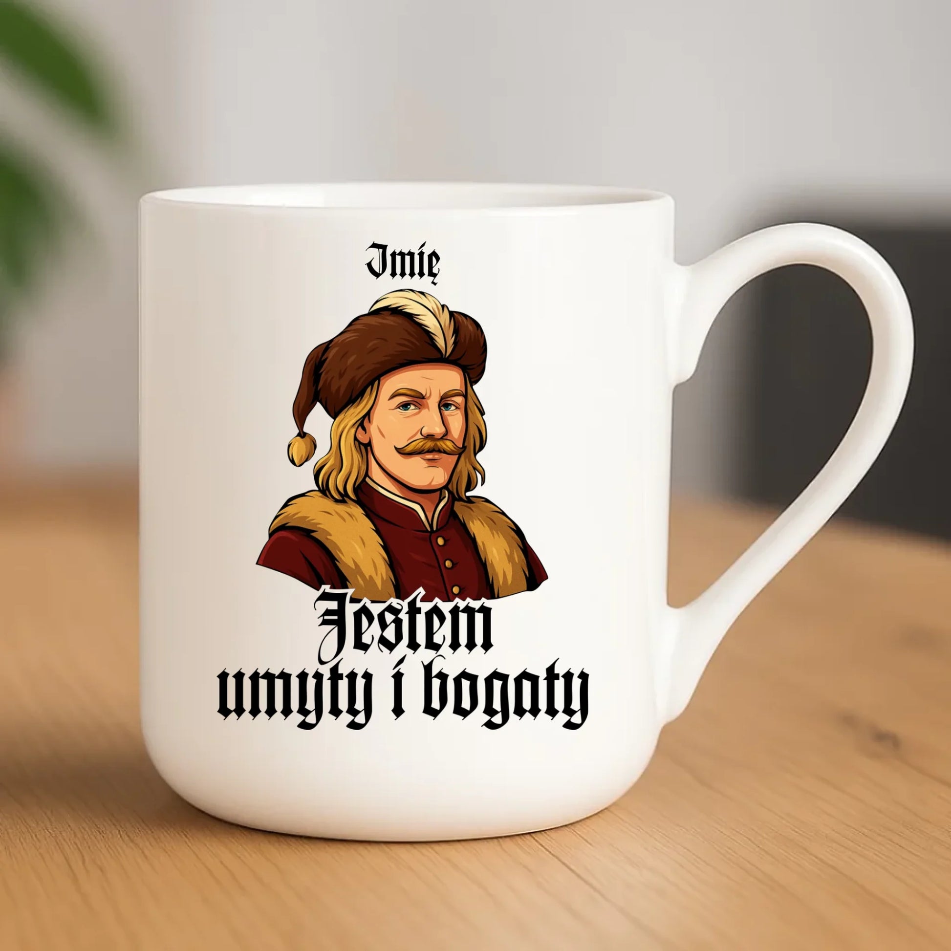 Kubek elegant - Jestem umyty i bogaty - dla fanów serialu 1670 - personalizowany H60 - StoryCups.pl