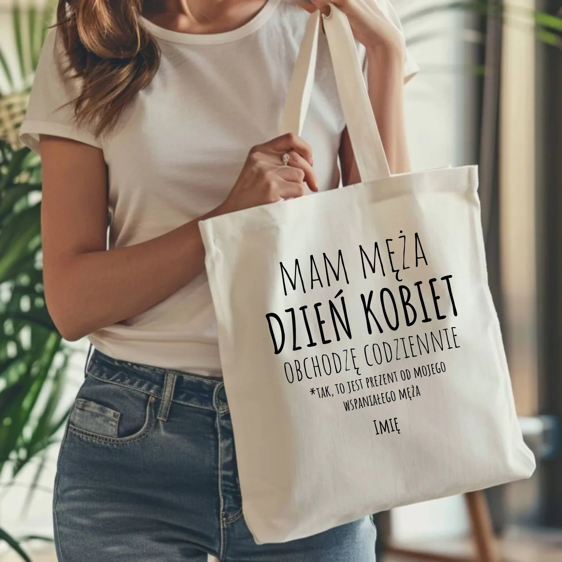 Torba - prezent dla żony - Mam męża Dzień Kobiet obchodzę codziennie - personalizowana Ż01 - StoryCups.pl