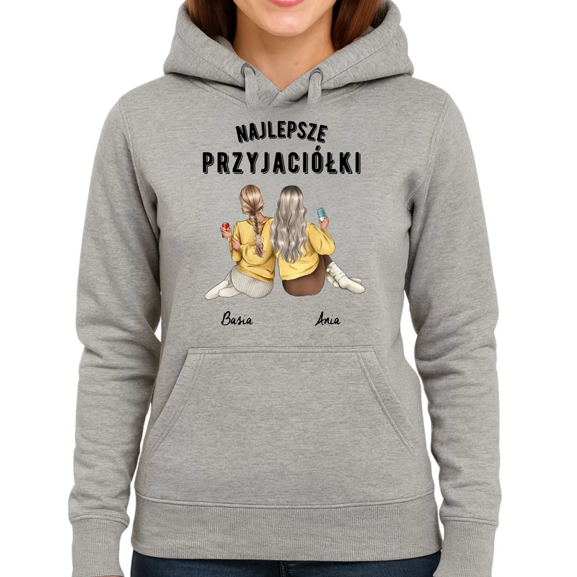 Bluza damska z kapturem - prezent dla przyjaciółek - Najlepsze przyjaciółki 2-4 osób - personalizowana PR01 - StoryCups.pl