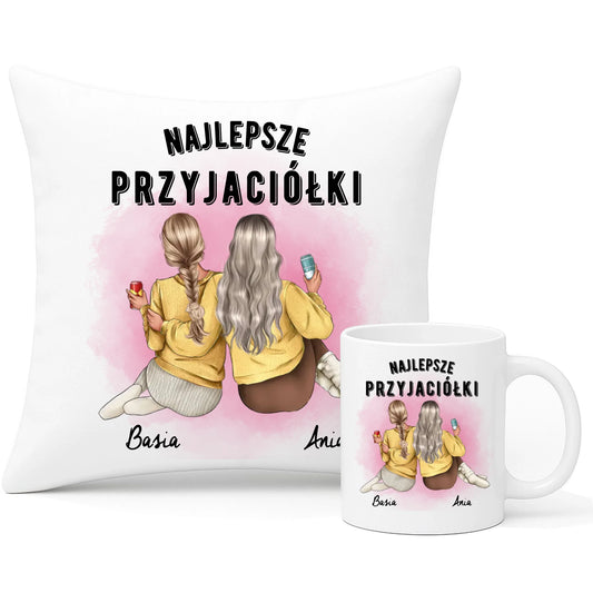 Zestaw poduszka i kubek - prezent dla przyjaciółek - Najlepsze przyjaciółki 2-4 osób - personalizowany PR01 - StoryCups.pl