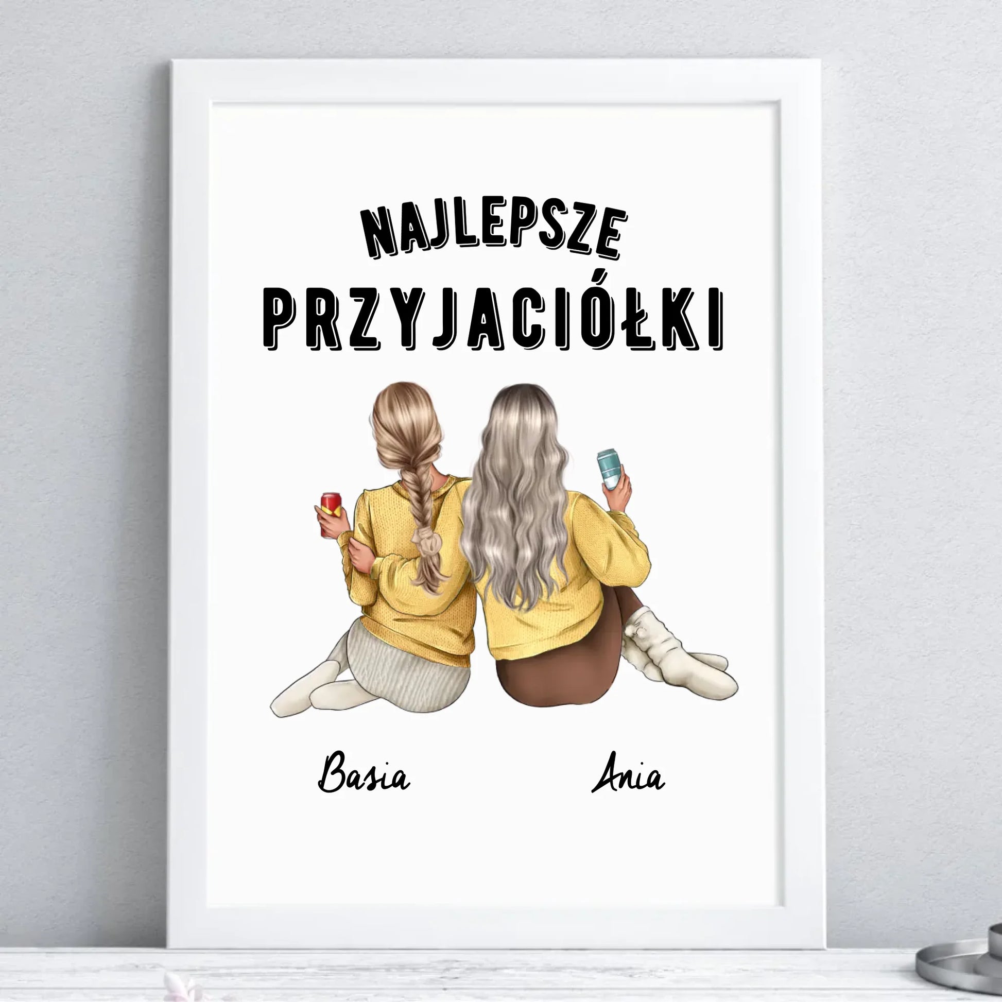 Plakat w ramie - prezent dla przyjaciółek - Najlepsze przyjaciółki 2-4 osób - personalizowany PR01 - StoryCups.pl