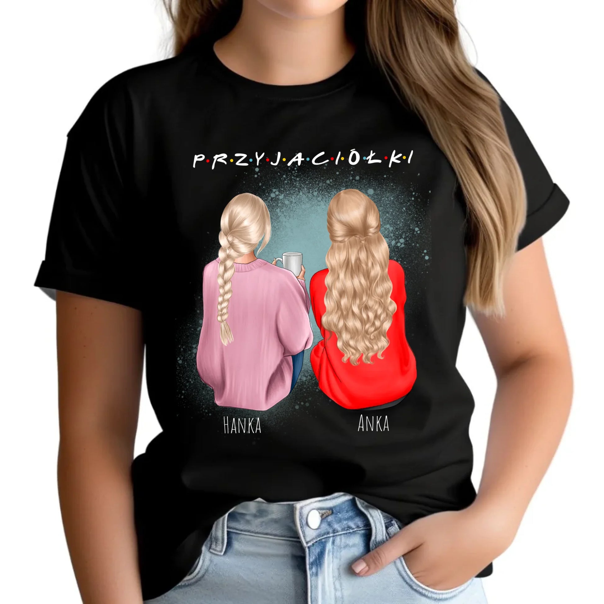 Koszulka damska - prezent dla przyjaciółki - personalizowane postacie 2-4 osoby PR02 - StoryCups.pl
