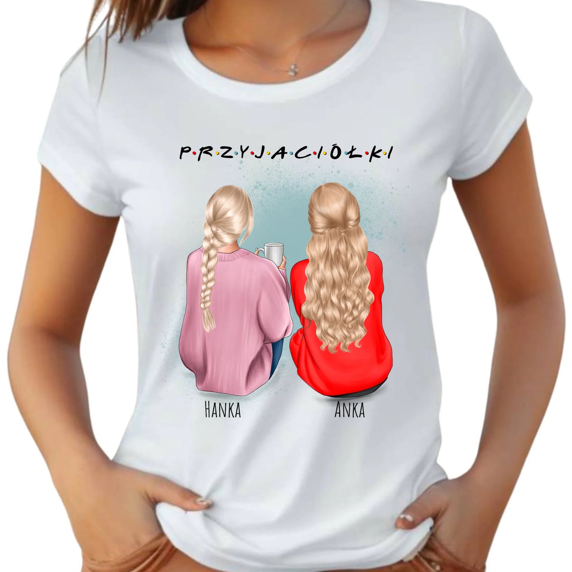 Koszulka damska - prezent dla przyjaciółki - personalizowane postacie 2-4 osoby PR02 - StoryCups.pl