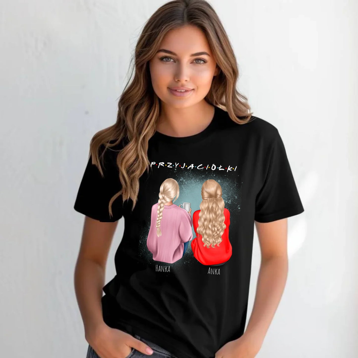 Koszulka damska - prezent dla przyjaciółki - personalizowane postacie 2-4 osoby PR02 - StoryCups.pl