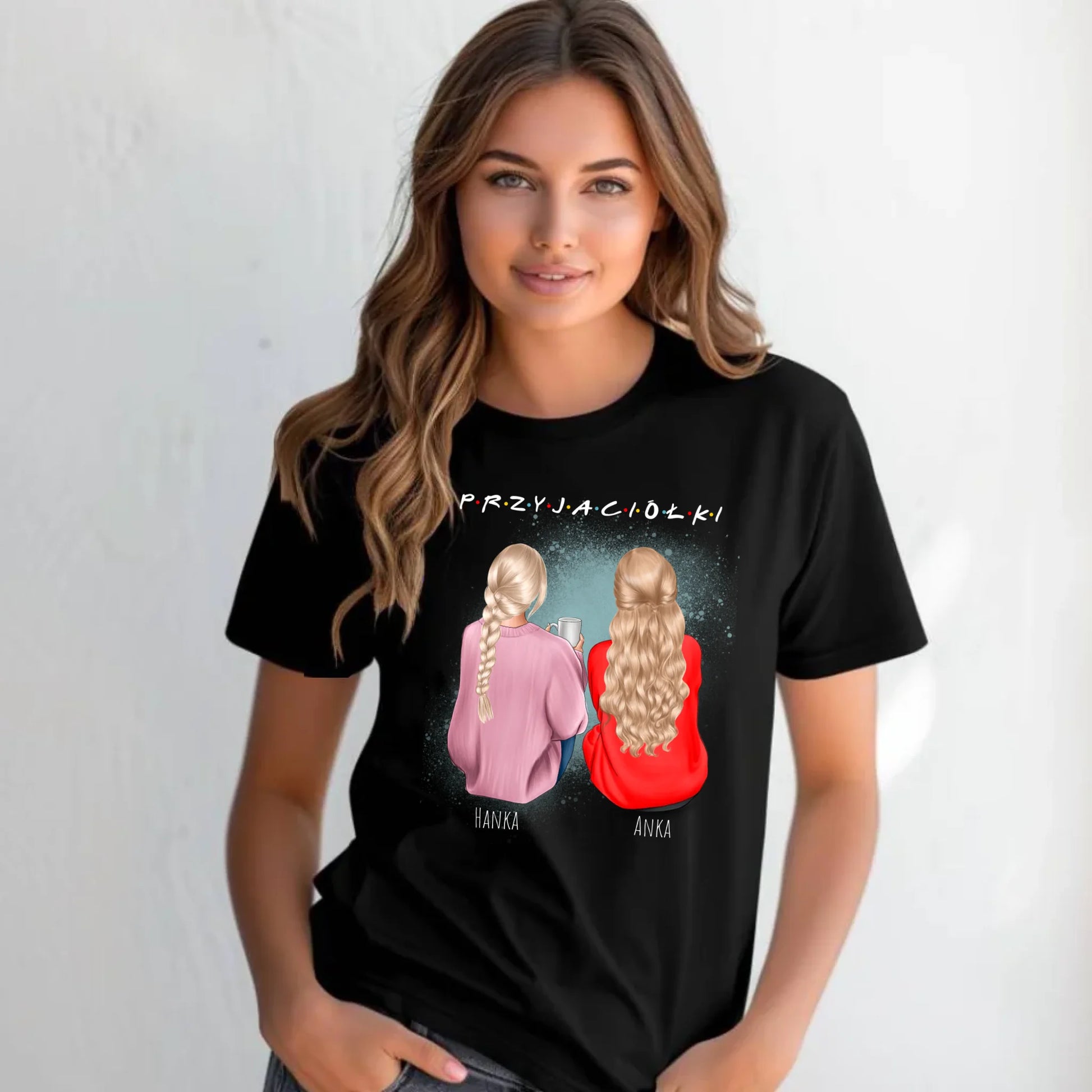 Koszulka damska - prezent dla przyjaciółki - personalizowane postacie 2-4 osoby PR02 - StoryCups.pl
