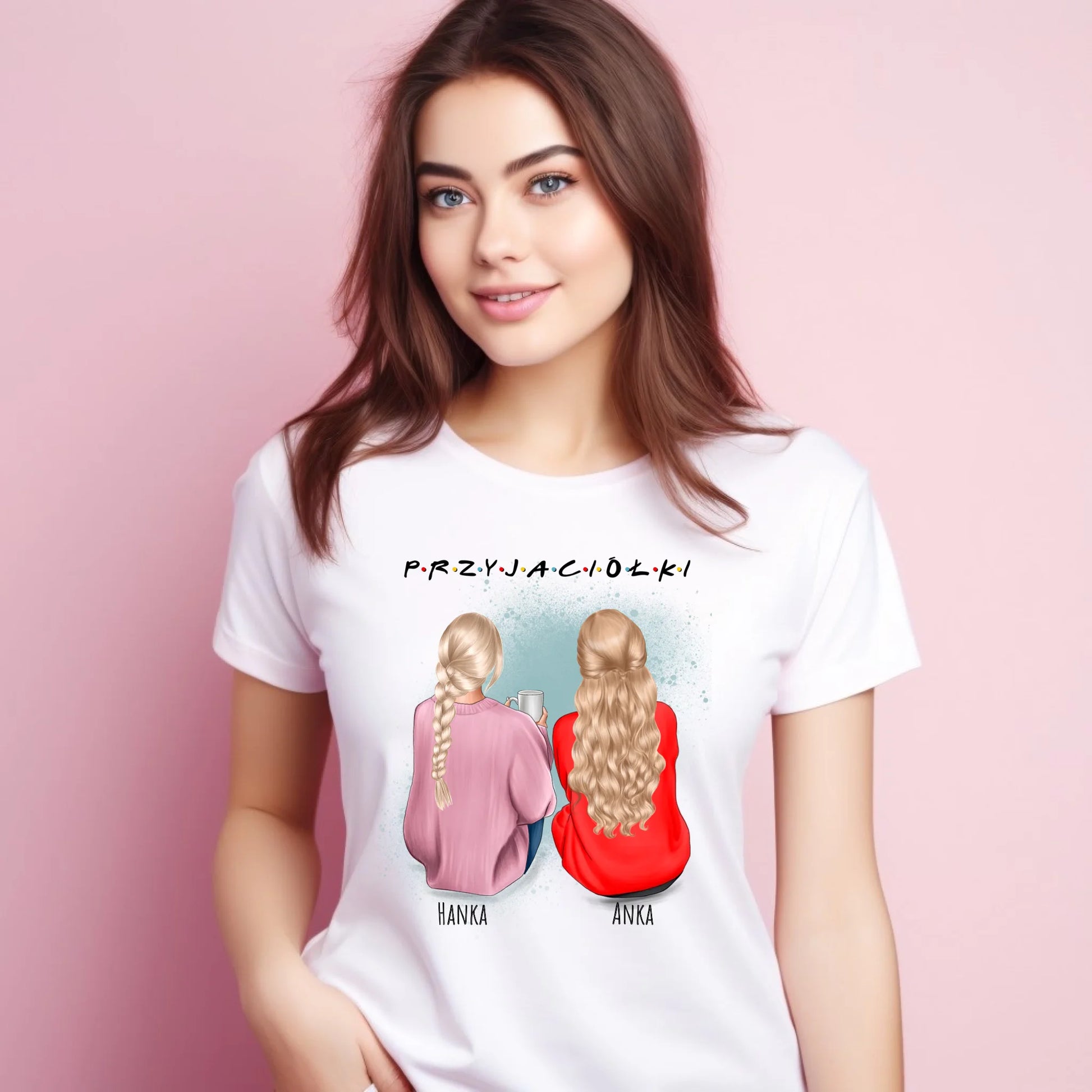 Koszulka damska - prezent dla przyjaciółki - personalizowane postacie 2-4 osoby PR02 - StoryCups.pl