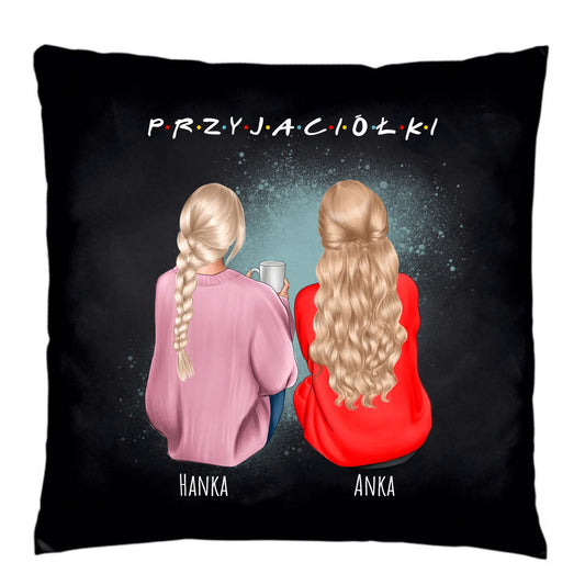 Poduszka dekoracyjna - prezent dla przyjaciółki - personalizowane postacie 2-4 osoby PR02 - StoryCups.pl