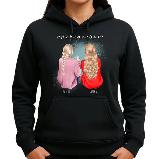 Bluza damska z kapturem - prezent dla przyjaciółki - personalizowane postacie 2-4 osoby PR02 - StoryCups.pl