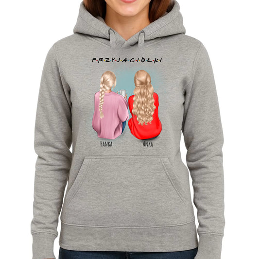 Bluza damska z kapturem - prezent dla przyjaciółki - personalizowane postacie 2-4 osoby PR02 - StoryCups.pl
