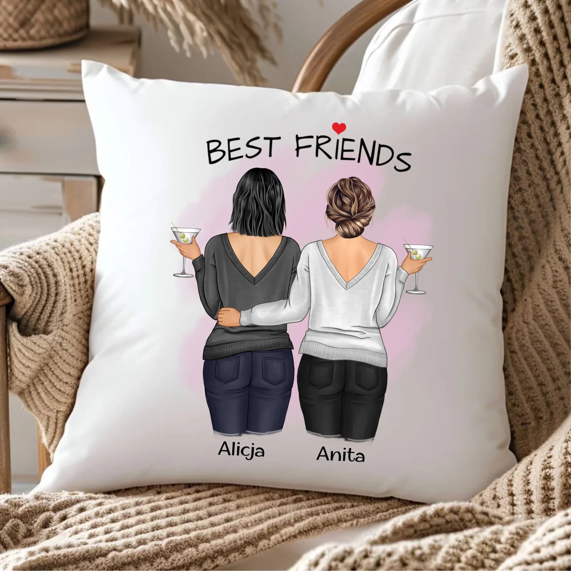 Poduszka - prezent dla przyjaciółki - Best Friends - personalizowane postacie 2-4 osoby PR03 - StoryCups.pl