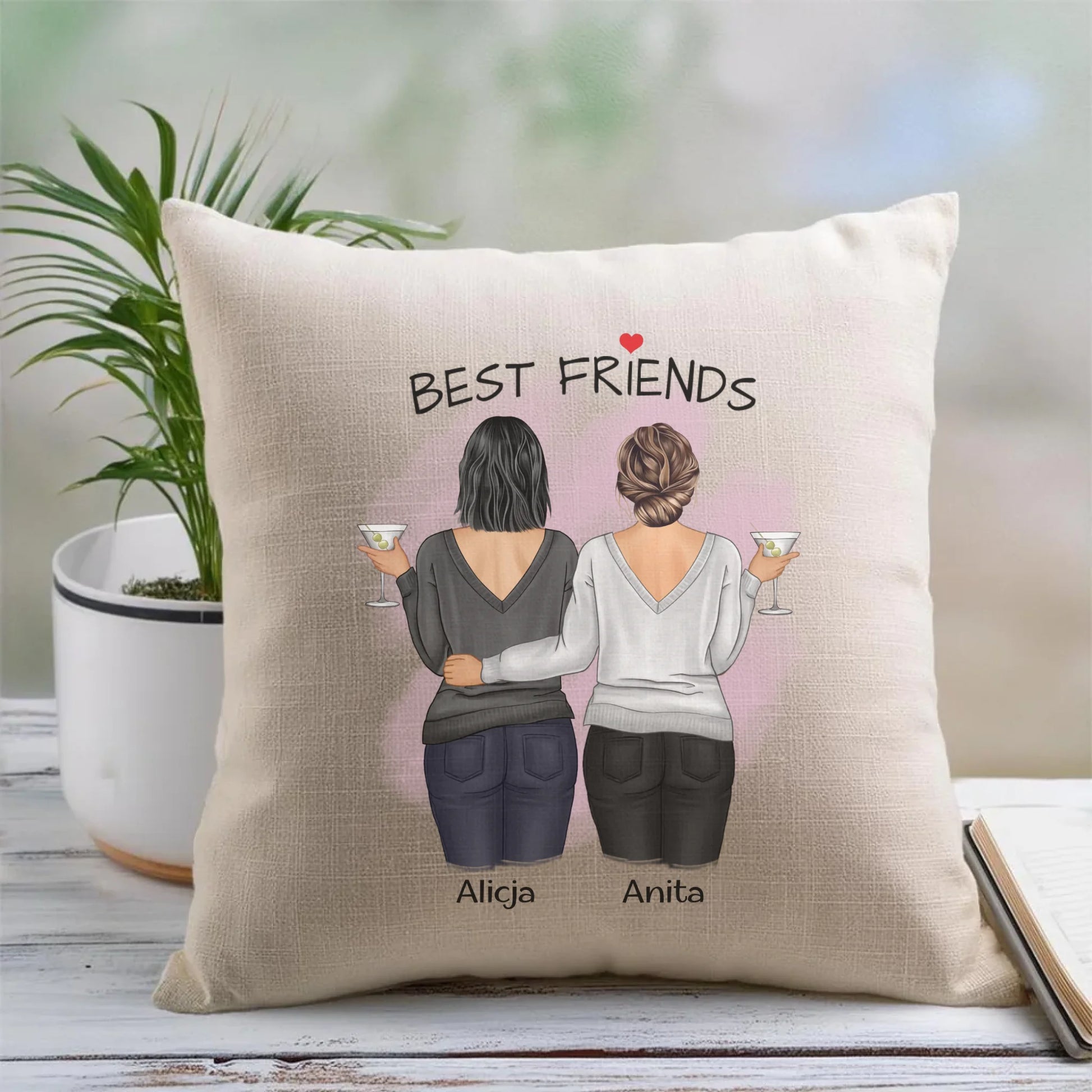 Poduszka - prezent dla przyjaciółki - Best Friends - personalizowane postacie 2-4 osoby PR03 - StoryCups.pl