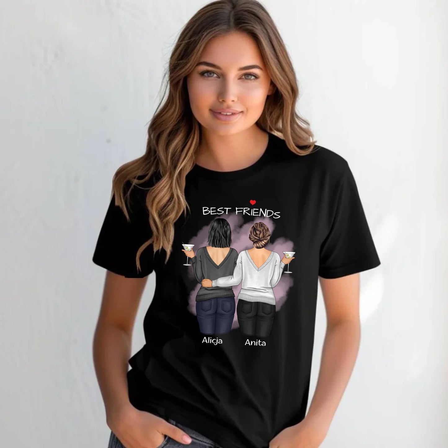 Koszulka damska - prezent dla przyjaciółki - Best Friends - personalizowane postacie 2-4 osoby PR03 - StoryCups.pl