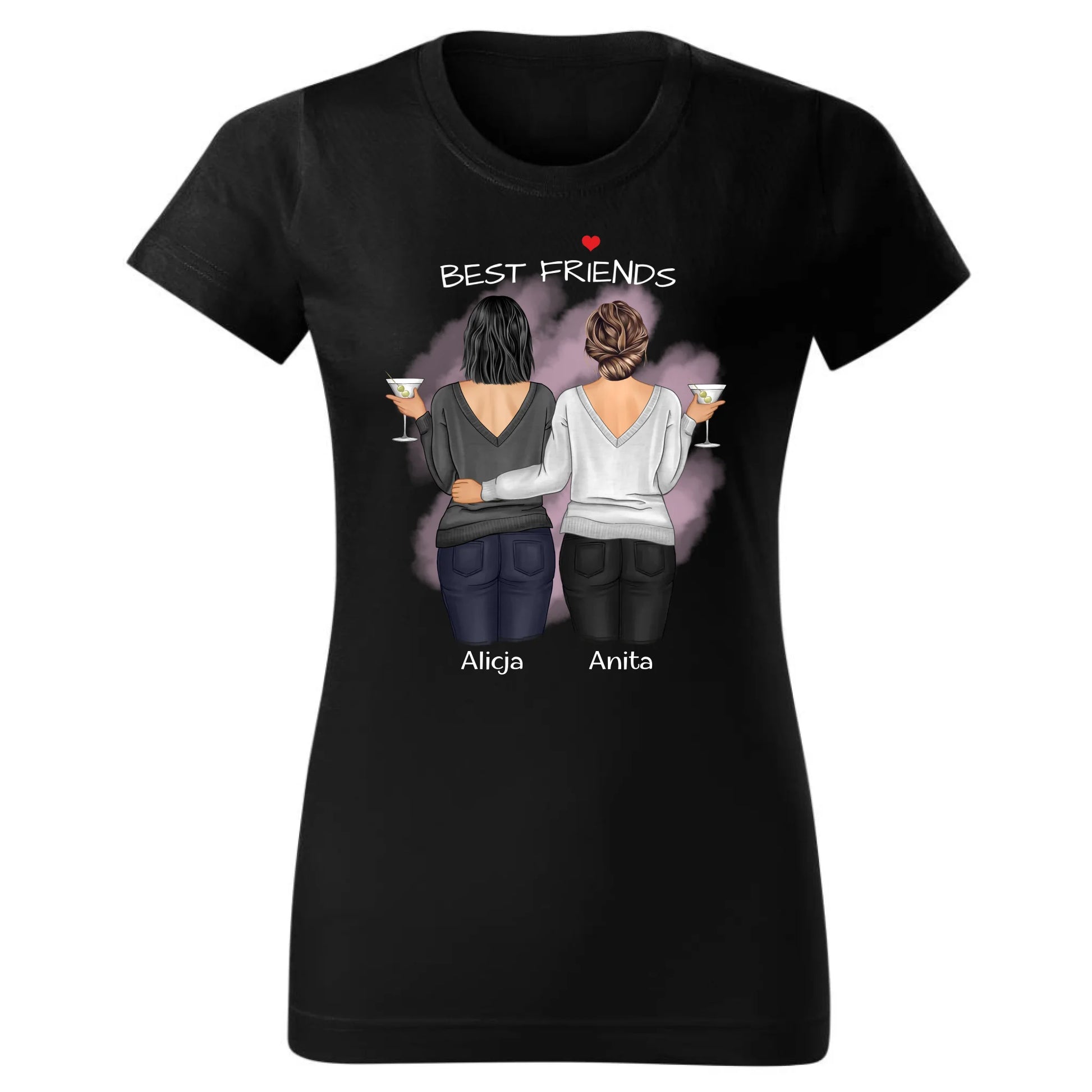 Koszulka damska - prezent dla przyjaciółki - Best Friends - personalizowane postacie 2-4 osoby PR03 - StoryCups.pl