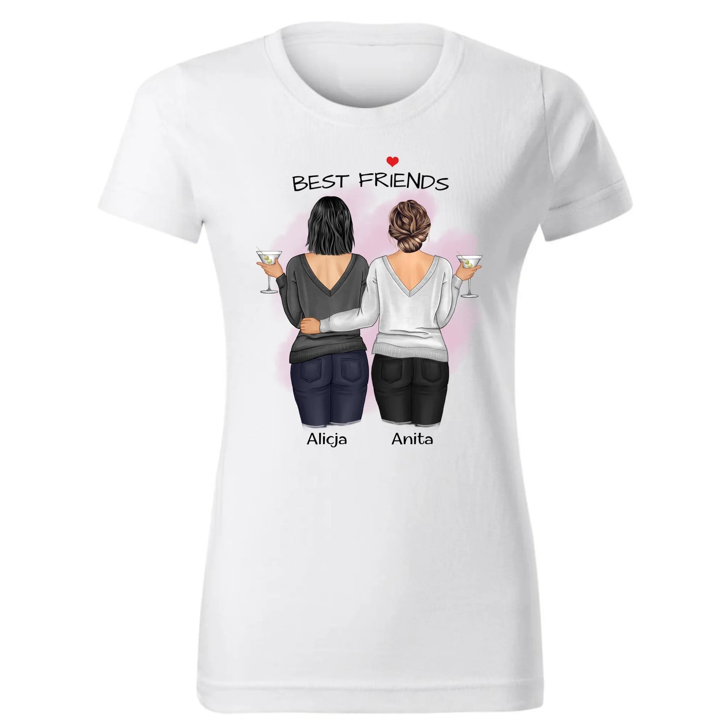 Koszulka damska - prezent dla przyjaciółki - Best Friends - personalizowane postacie 2-4 osoby PR03 - StoryCups.pl
