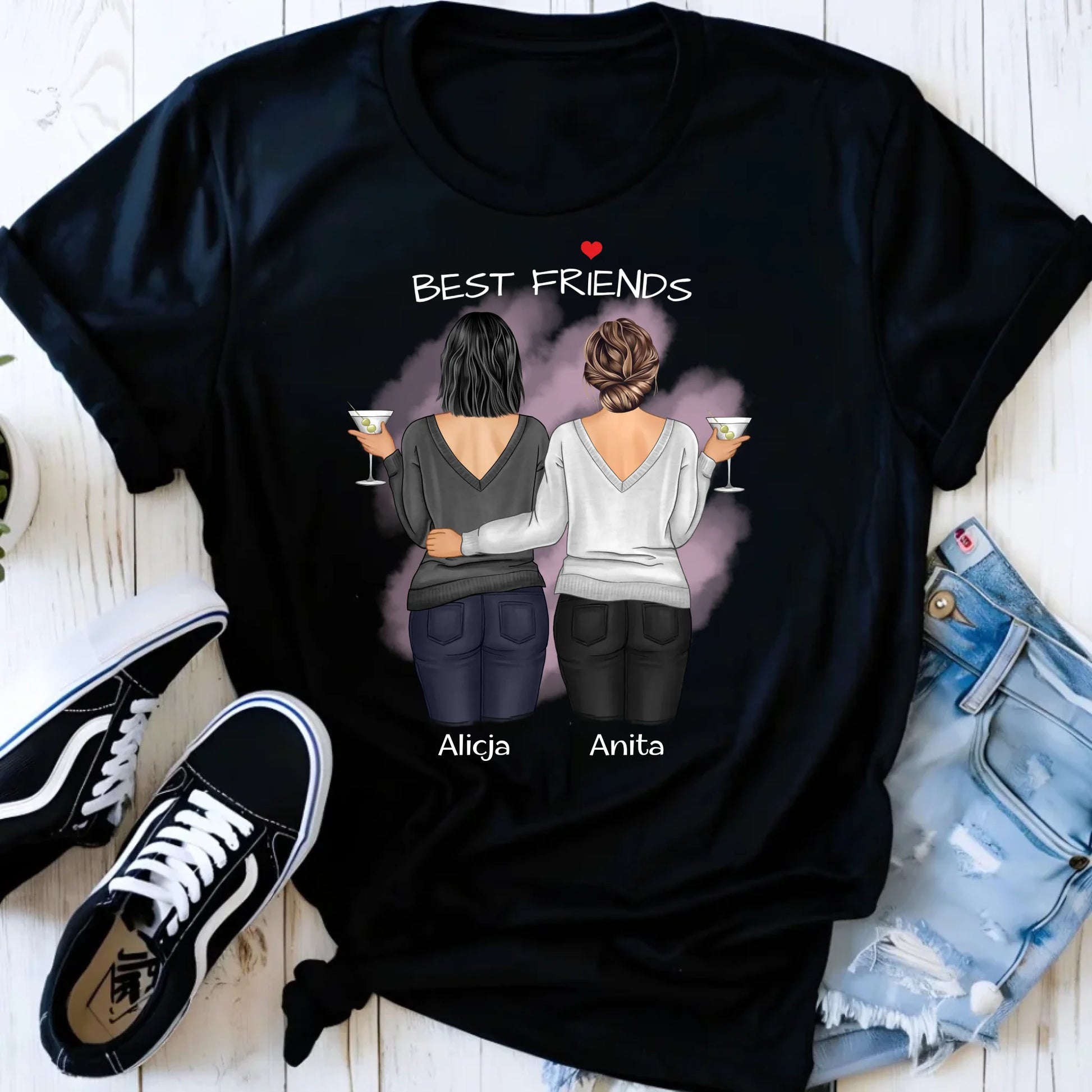 Koszulka damska - prezent dla przyjaciółki - Best Friends - personalizowane postacie 2-4 osoby PR03 - StoryCups.pl