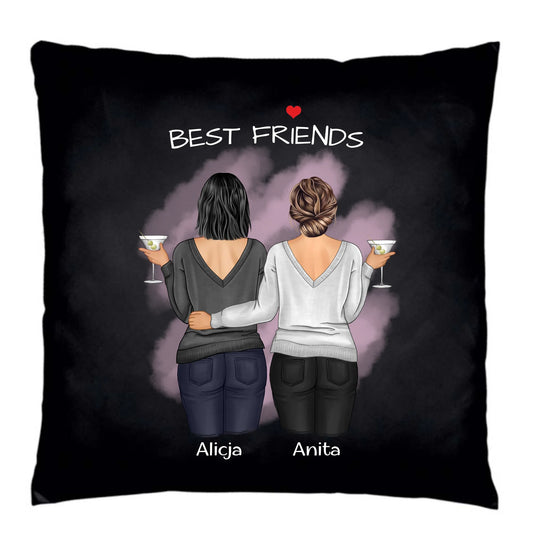 Poduszka dekoracyjna - prezent dla przyjaciółki - Best Friends - personalizowane postacie 2-4 osoby PR03 - StoryCups.pl