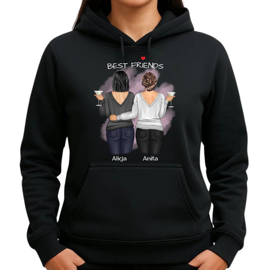 Bluza damska z kapturem - prezent dla przyjaciółki - Best Friends - personalizowane postacie 2-4 osoby PR03 - StoryCups.pl