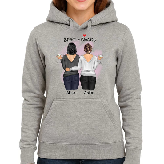 Bluza damska z kapturem - prezent dla przyjaciółki - Best Friends - personalizowane postacie 2-4 osoby PR03 - StoryCups.pl