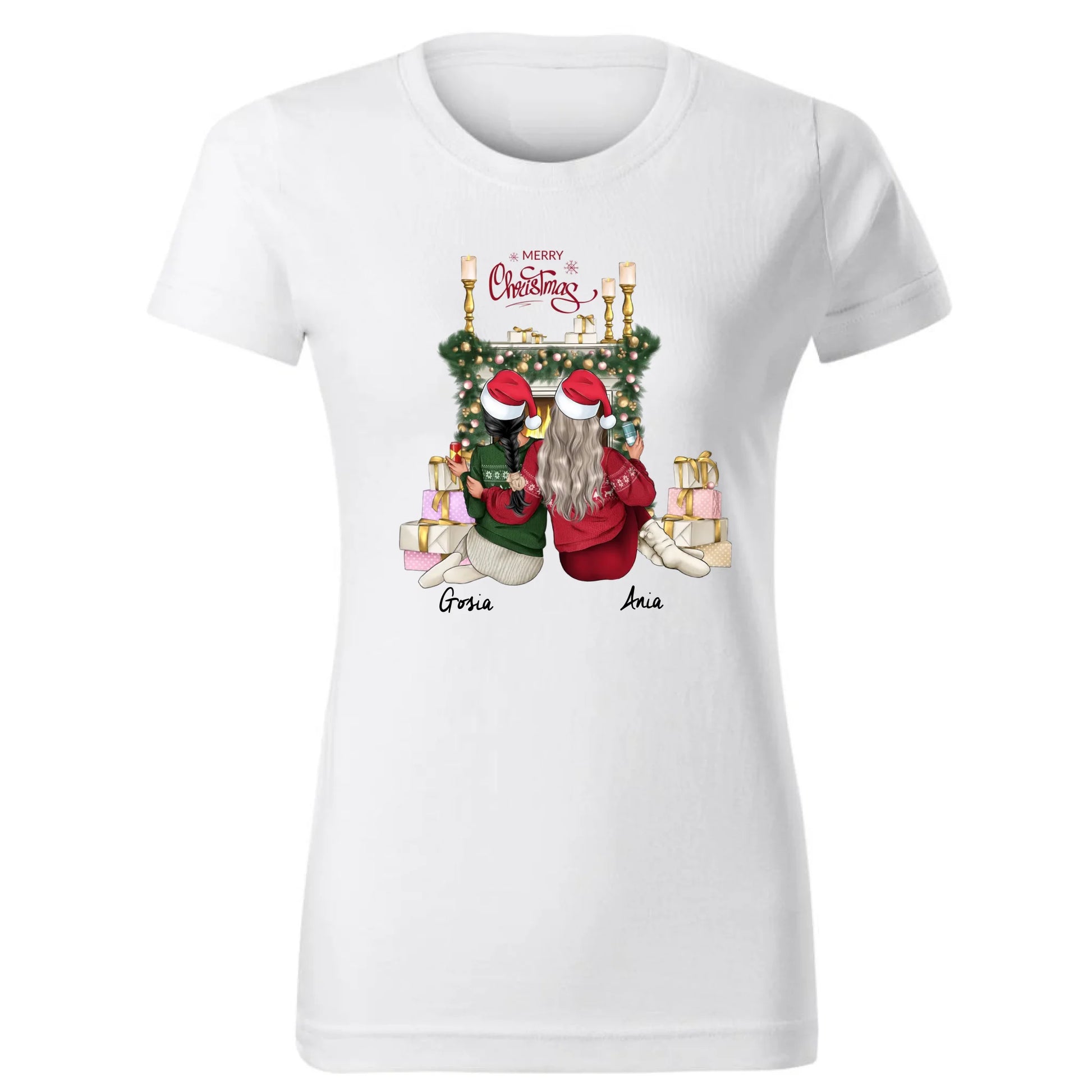 Koszulka damska świąteczna - prezent dla przyjaciółki - personalizowane postacie 2-4 osoby PR04 - StoryCups.pl