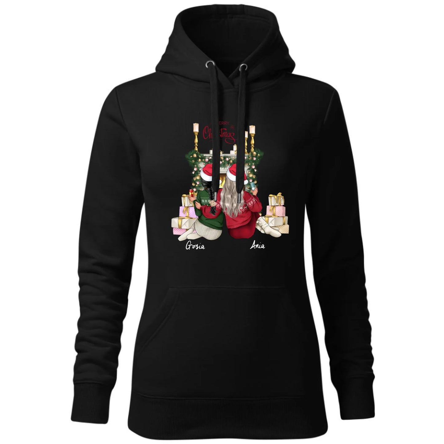 Bluza damska z kapturem świąteczna - prezent dla przyjaciółki - personalizowane postacie 2-4 osoby PR04 - StoryCups.pl