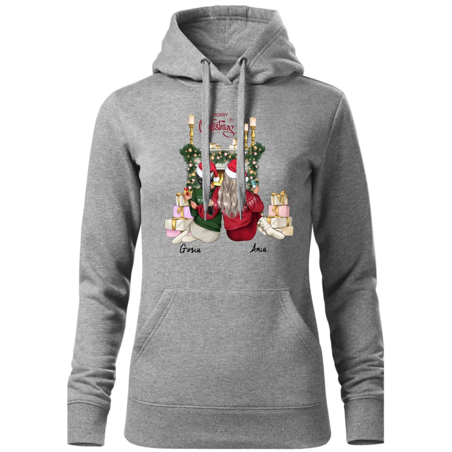Bluza damska z kapturem świąteczna - prezent dla przyjaciółki - personalizowane postacie 2-4 osoby PR04 - StoryCups.pl