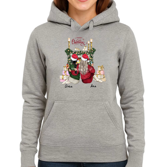 Bluza damska z kapturem świąteczna - prezent dla przyjaciółki - personalizowane postacie 2-4 osoby PR04 - StoryCups.pl