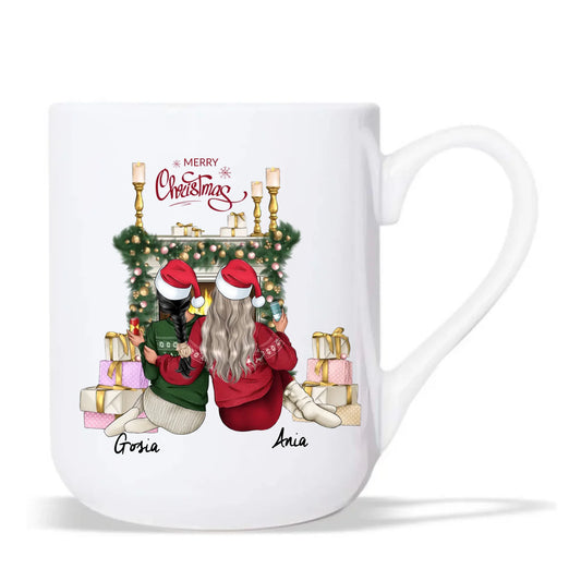 Kubek elegant świąteczny - prezent dla przyjaciółki - personalizowane postacie 2-4 osoby PR04 - StoryCups.pl
