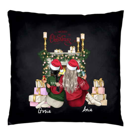 Poduszka dekoracyjna świąteczna - prezent dla przyjaciółki - personalizowane postacie 2-4 osoby PR04 - StoryCups.pl