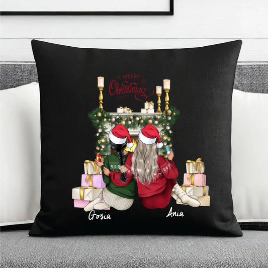 Poduszka dekoracyjna świąteczna - prezent dla przyjaciółki - personalizowane postacie 2-4 osoby PR04 - StoryCups.pl