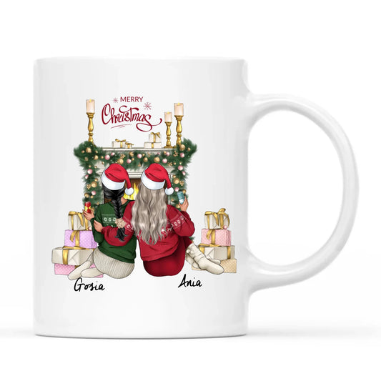 Kubek świąteczny - prezent dla przyjaciółki - personalizowane postacie 2-4 osoby PR04 - StoryCups.pl