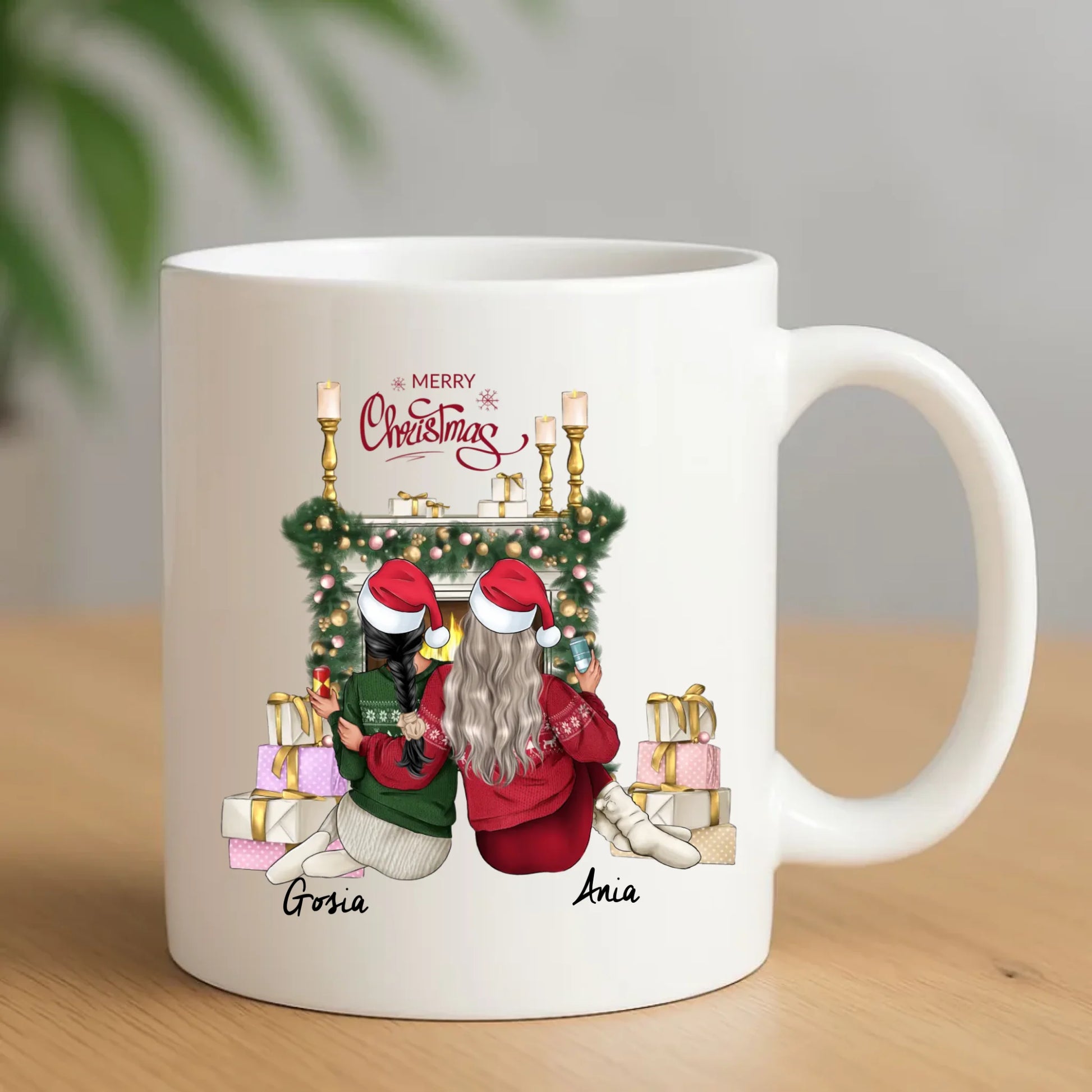 Kubek świąteczny - prezent dla przyjaciółki - personalizowane postacie 2-4 osoby PR04 - StoryCups.pl