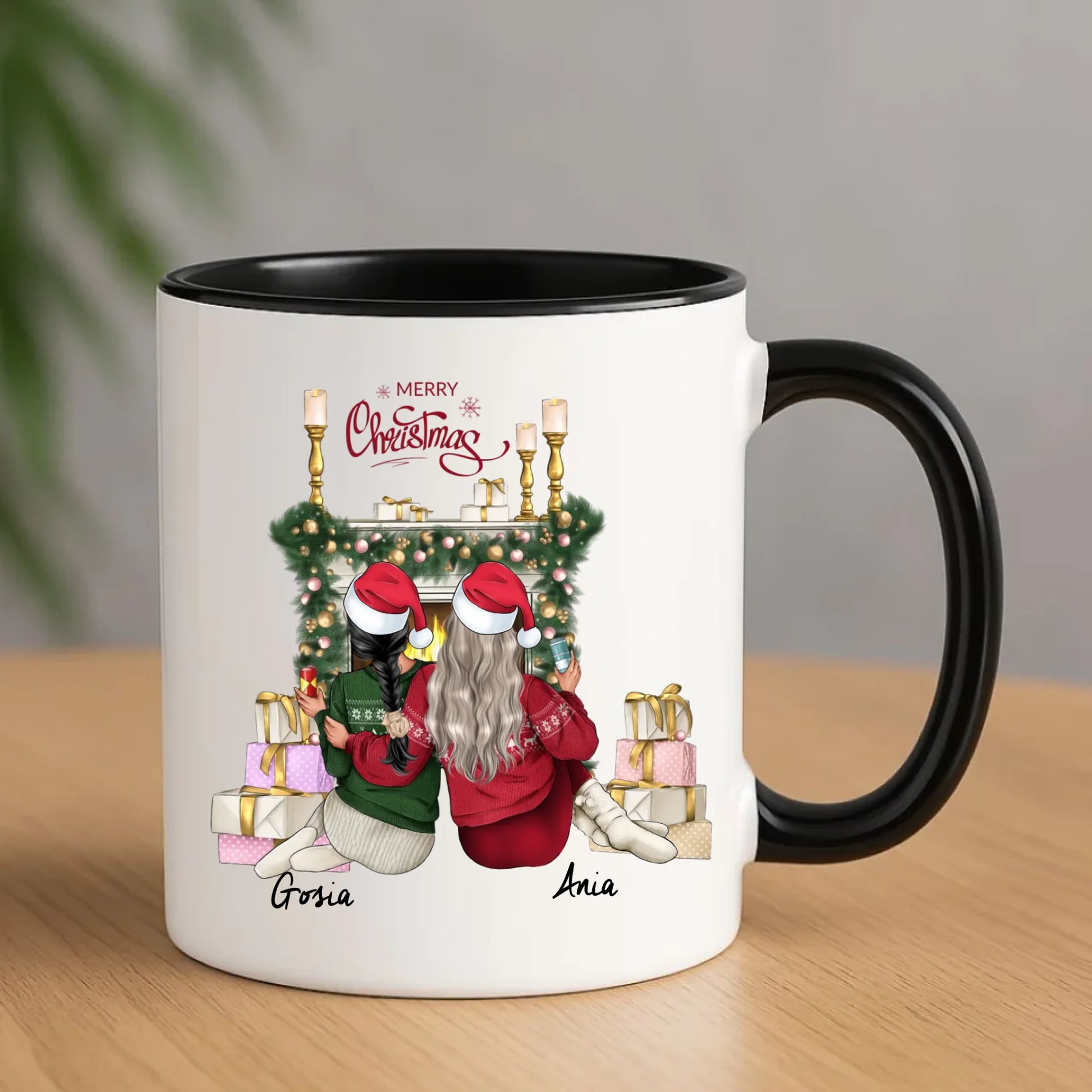 Kubek świąteczny - prezent dla przyjaciółki - personalizowane postacie 2-4 osoby PR04 - StoryCups.pl