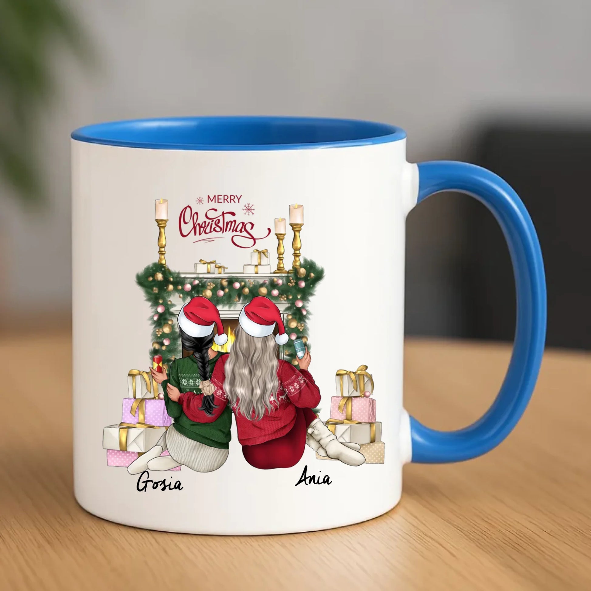 Kubek świąteczny - prezent dla przyjaciółki - personalizowane postacie 2-4 osoby PR04 - StoryCups.pl