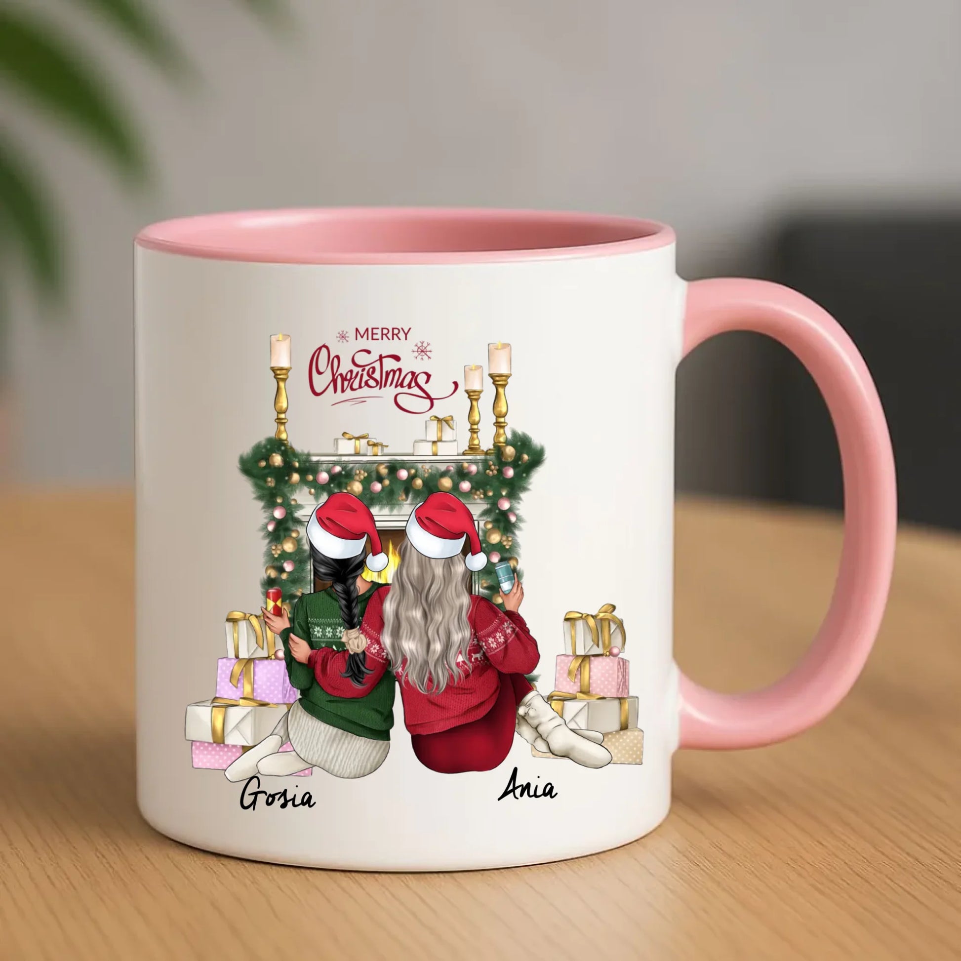 Kubek świąteczny - prezent dla przyjaciółki - personalizowane postacie 2-4 osoby PR04 - StoryCups.pl
