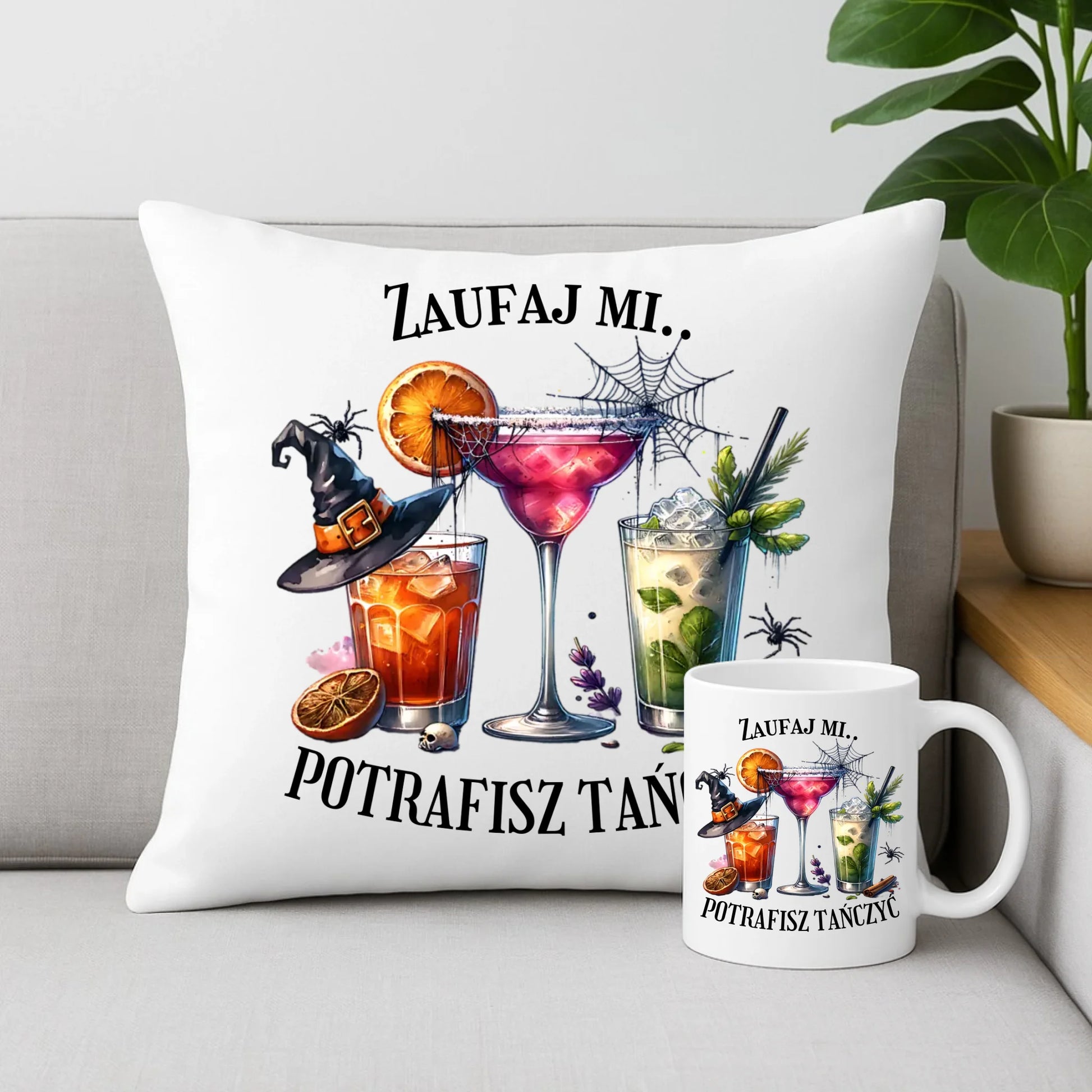 Zestaw poduszka i kubek na Halloween - Zaufaj mi potrafisz tańczyć HL26 - StoryCups.pl