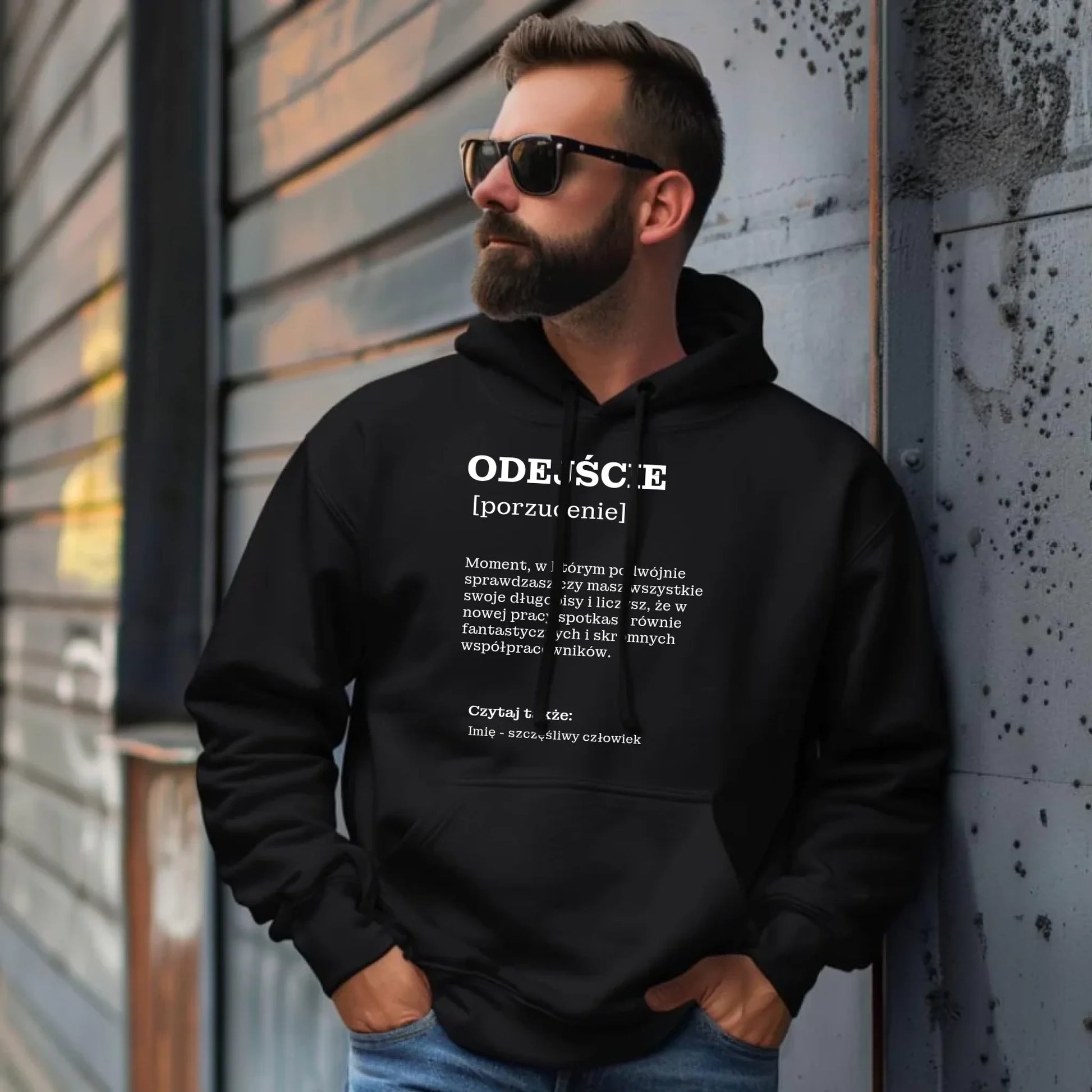 Bluza męska z kapturem - Odejście z pracy [porzucenie] - personalizowana OP01 - StoryCups.pl