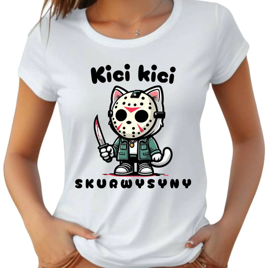 Koszulka damska na Halloween - Kici kici skurwysyny HL28
