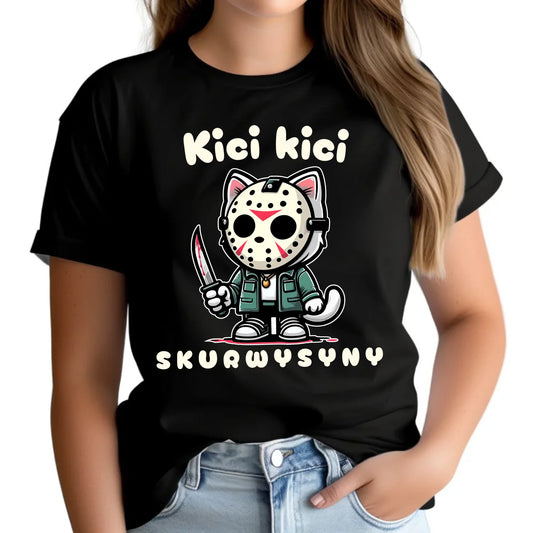 Koszulka damska na Halloween - Kici kici skurwysyny HL28