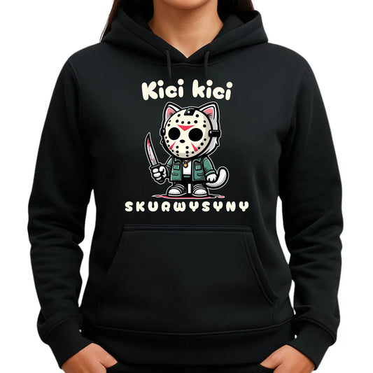Bluza damska z kapturem na Halloween - Kici kici skurwysyny HL28
