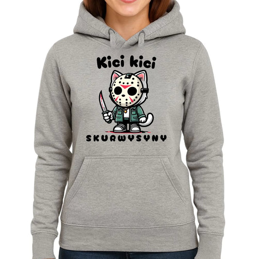 Bluza damska z kapturem na Halloween - Kici kici skurwysyny HL28