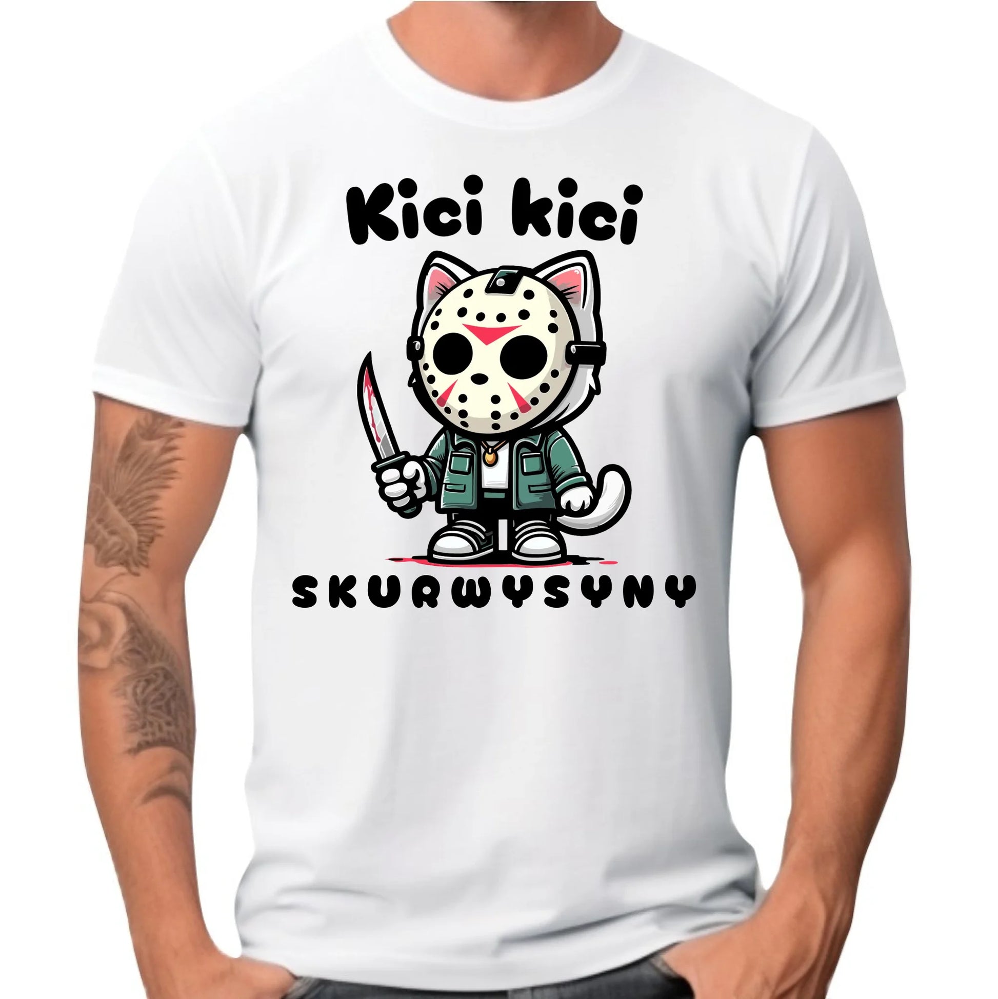 Koszulka męska na Halloween - Kici kici sk*rwysyny - bez cenzury HL28 - StoryCups.pl