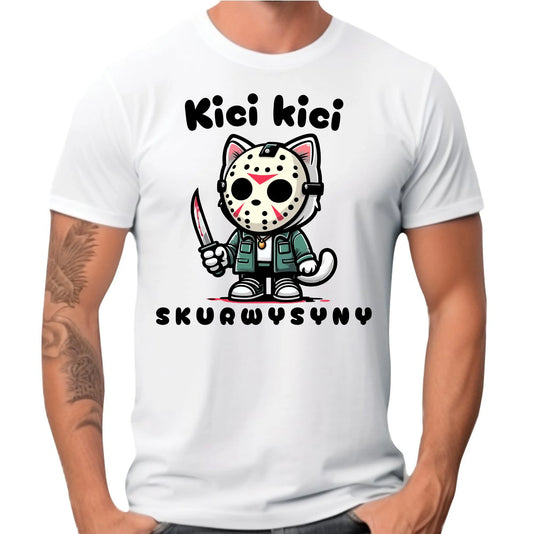 Koszulka męska na Halloween - Kici kici skurwysyny HL28