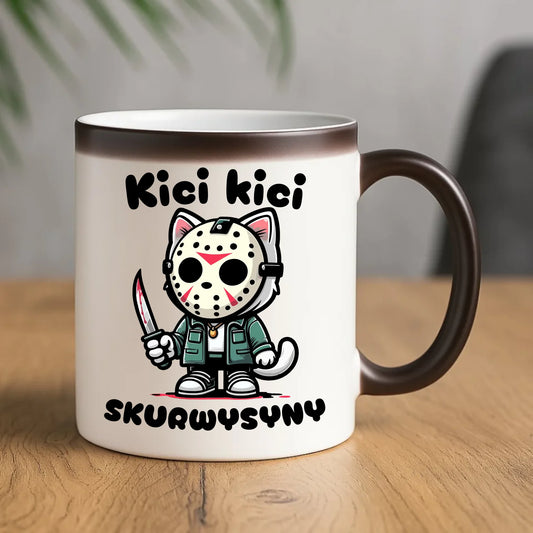 Kubek magiczny na Halloween - Kici kici skurwysyny HL28