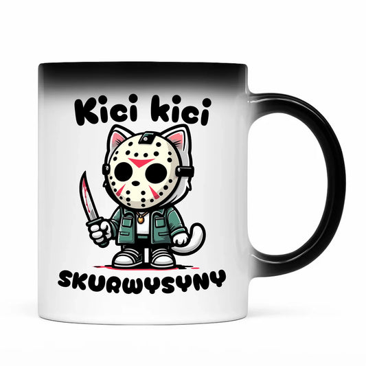 Kubek magiczny na Halloween - Kici kici skurwysyny HL28