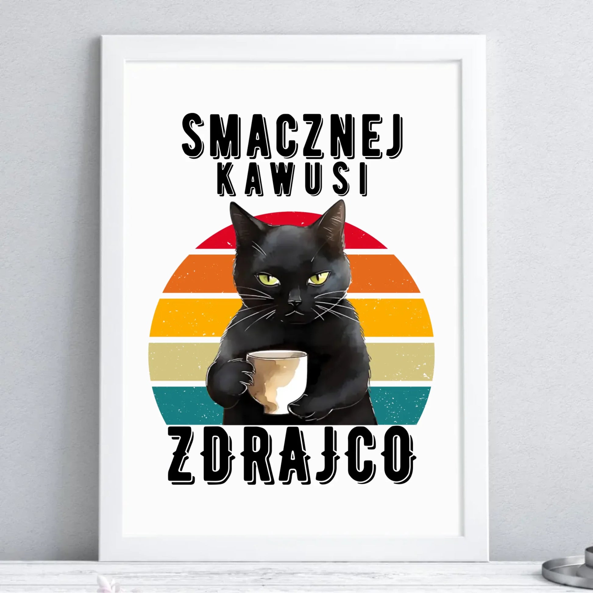 Plakat w ramie na odejście z pracy - Smacznej kawusi zdrajco OP03 - StoryCups.pl