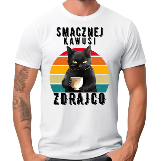 Koszulka męska na odejście z pracy - Smacznej kawusi zdrajco OP03 - StoryCups.pl